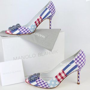 NEW MANOLO BLAHNIK Hangisi Patch Embellished Pumps